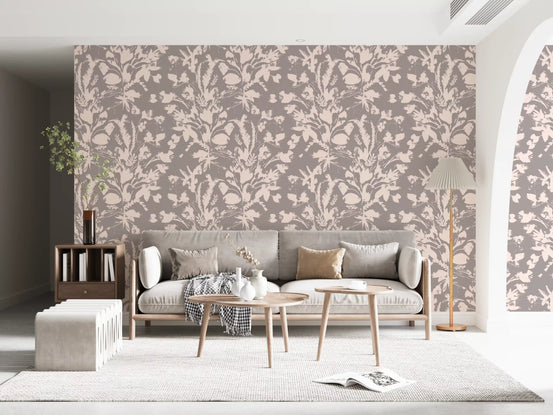 Sketched wildflowers of this Meadow Botanical wallpaper edge a living room GD12254