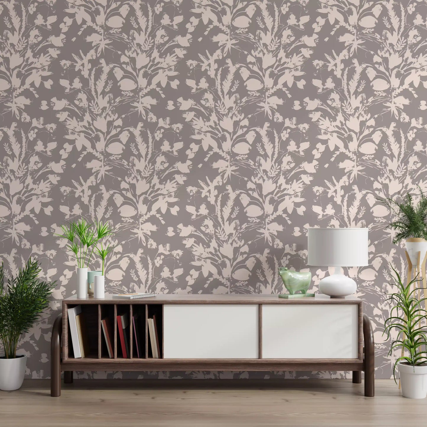Muted Meadow Botanical Sketch Wallpaper⁠