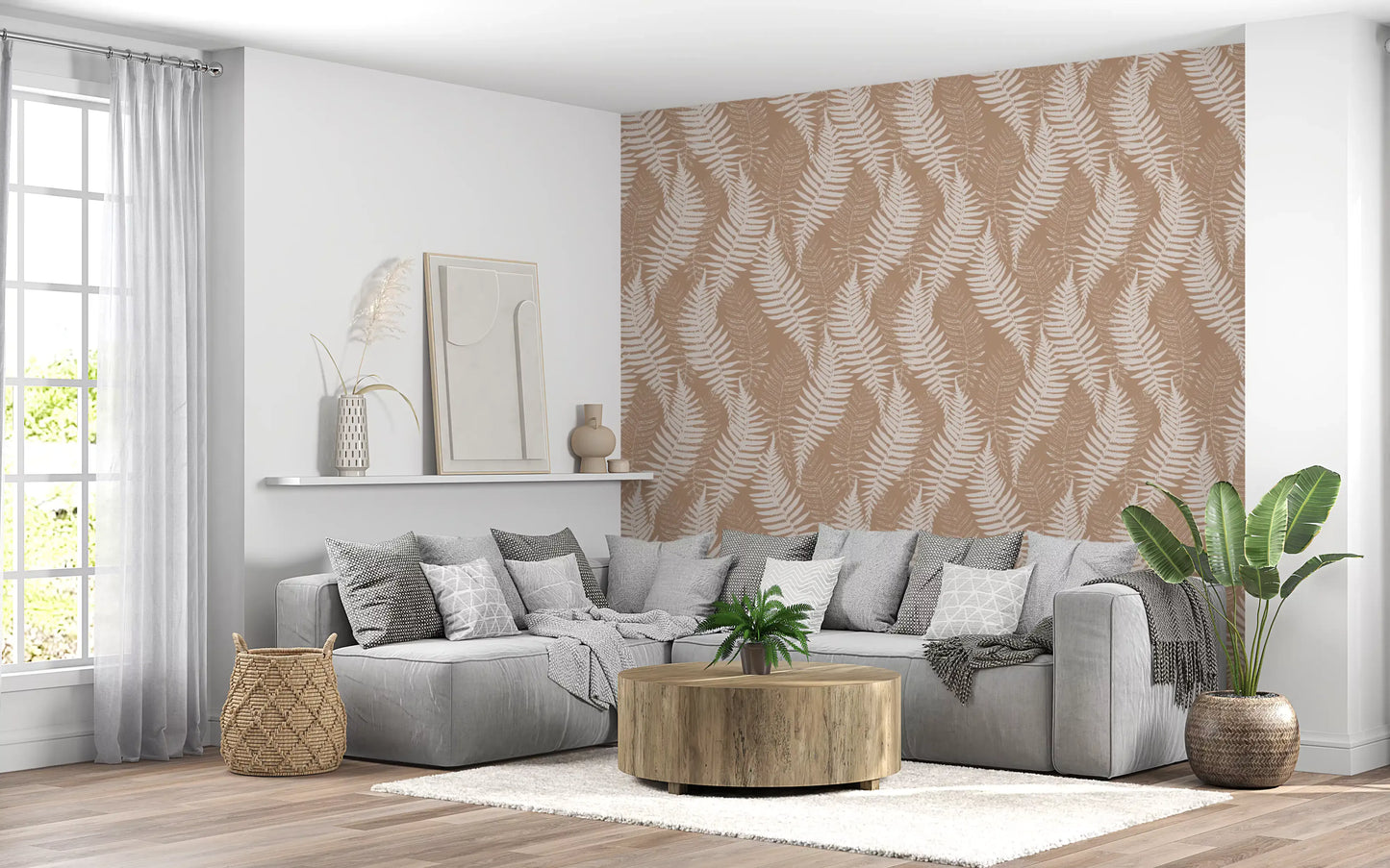 Rustic Fern Silhouette Botanical Wallpaper⁠