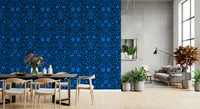 Cobalt Folklore Folk Art Pattern Wallpaper⁠