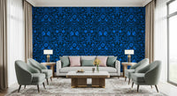Cobalt Folklore Folk Art Pattern Wallpaper⁠