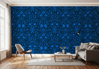 Cobalt Folklore Folk Art Pattern Wallpaper⁠