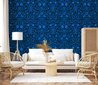 Cobalt Folklore Folk Art Pattern Wallpaper⁠