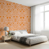 Mexican Folk Art Sun and Animal Pattern Wallpaper⁠