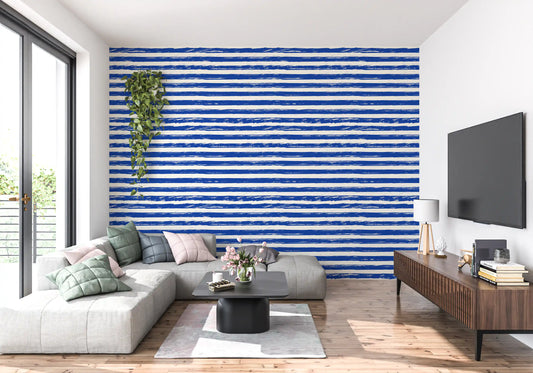 Coastal Navy Brushstroke Stripes Wallpaper⁠