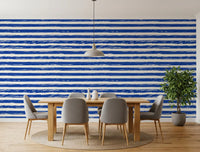 Coastal Navy Brushstroke Stripes Wallpaper⁠