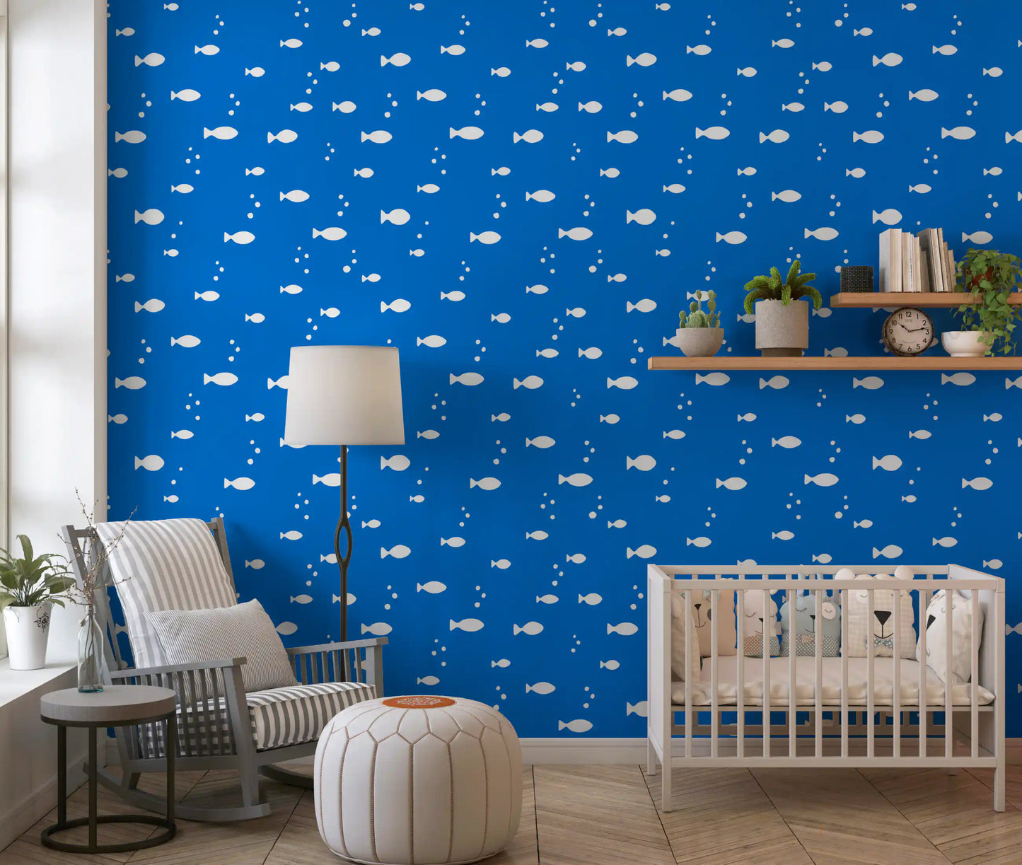 Minimalist Aquatic Blue Print Wallpaper⁠