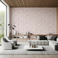 Blush Pink Painted Vertical Stripes Wallpaper⁠
