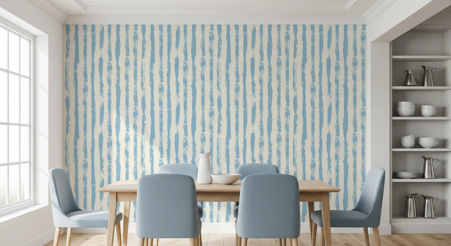 Azure Brushstroke Stripes Wallpaper⁠