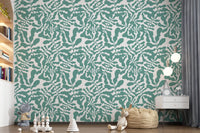 Sage Botanical Leaf Trail Wallpaper⁠