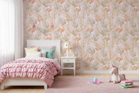 Pink Flamingo Tropical Palm Retreat Wallpaper⁠