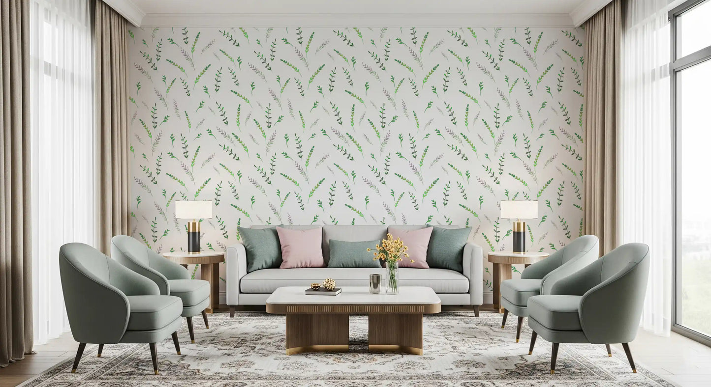 Minimalist Greenery Pattern Wallpaper⁠
