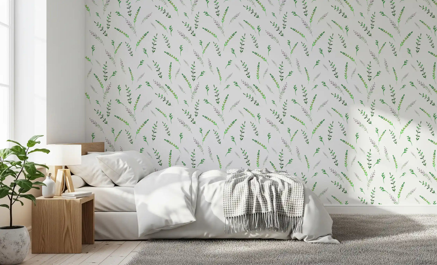 Minimalist Greenery Pattern Wallpaper⁠