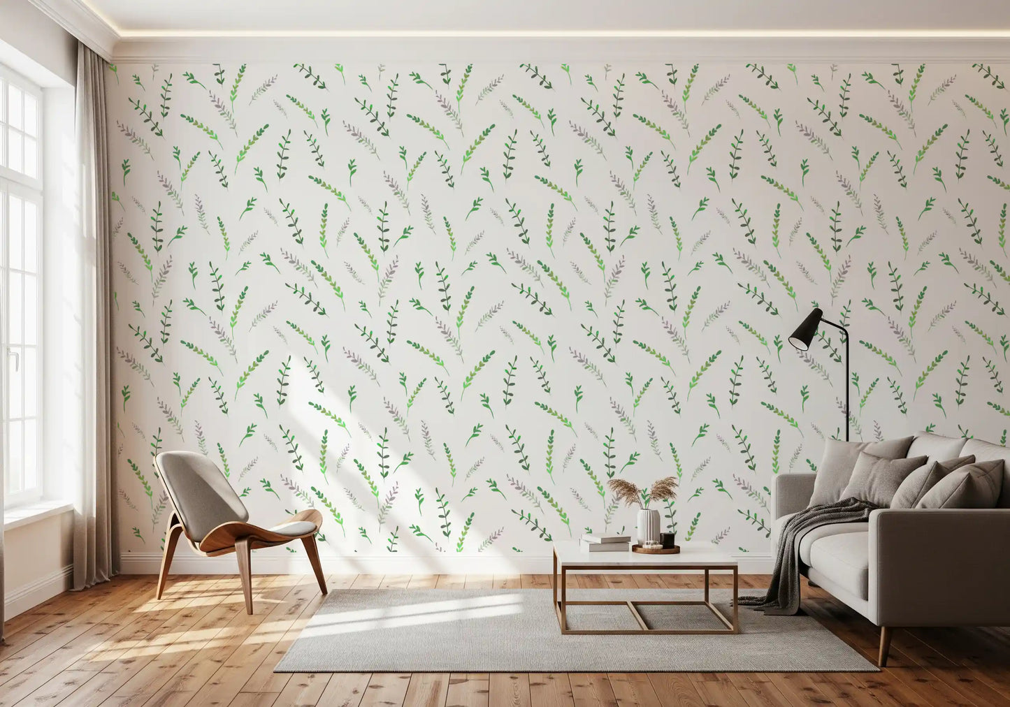 Minimalist Greenery Pattern Wallpaper⁠