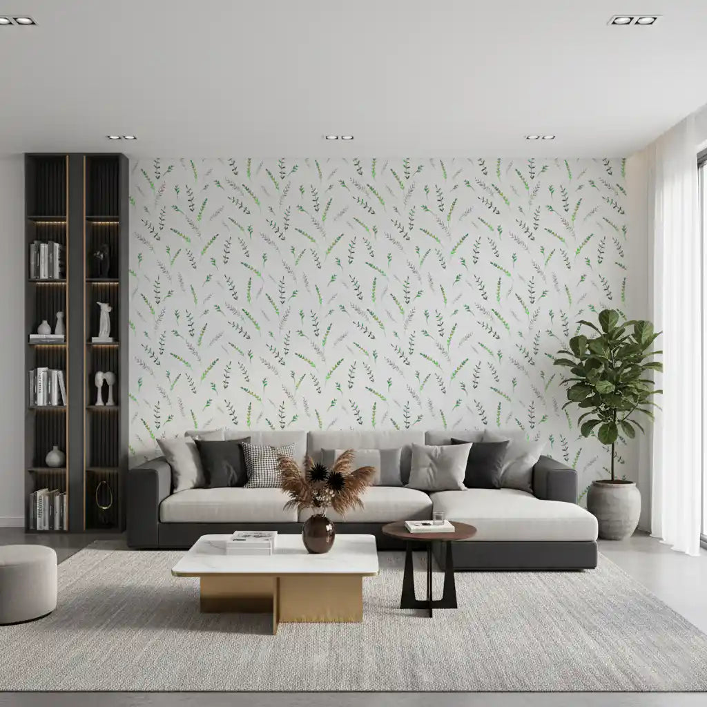 Minimalist Greenery Pattern Wallpaper⁠