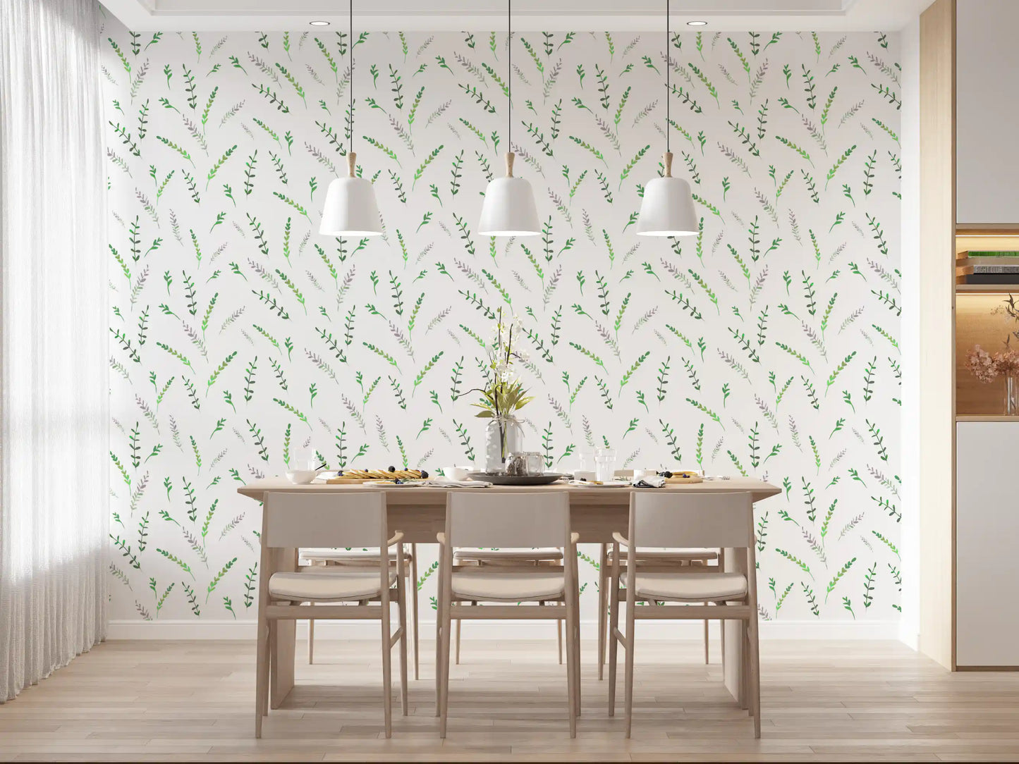 Minimalist Greenery Pattern Wallpaper⁠