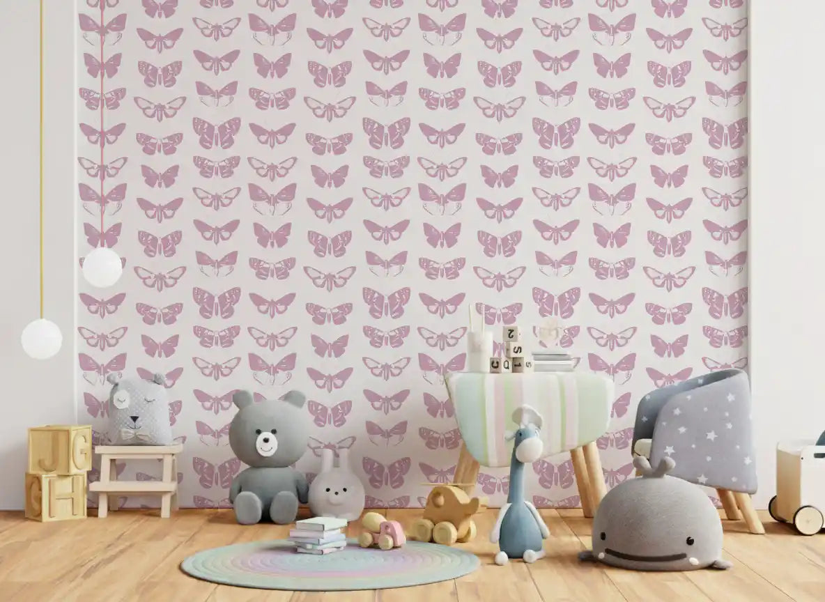Soft Pink Moth Assemblage Wallpaper⁠