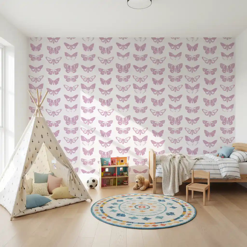 Soft Pink Moth Assemblage Wallpaper⁠