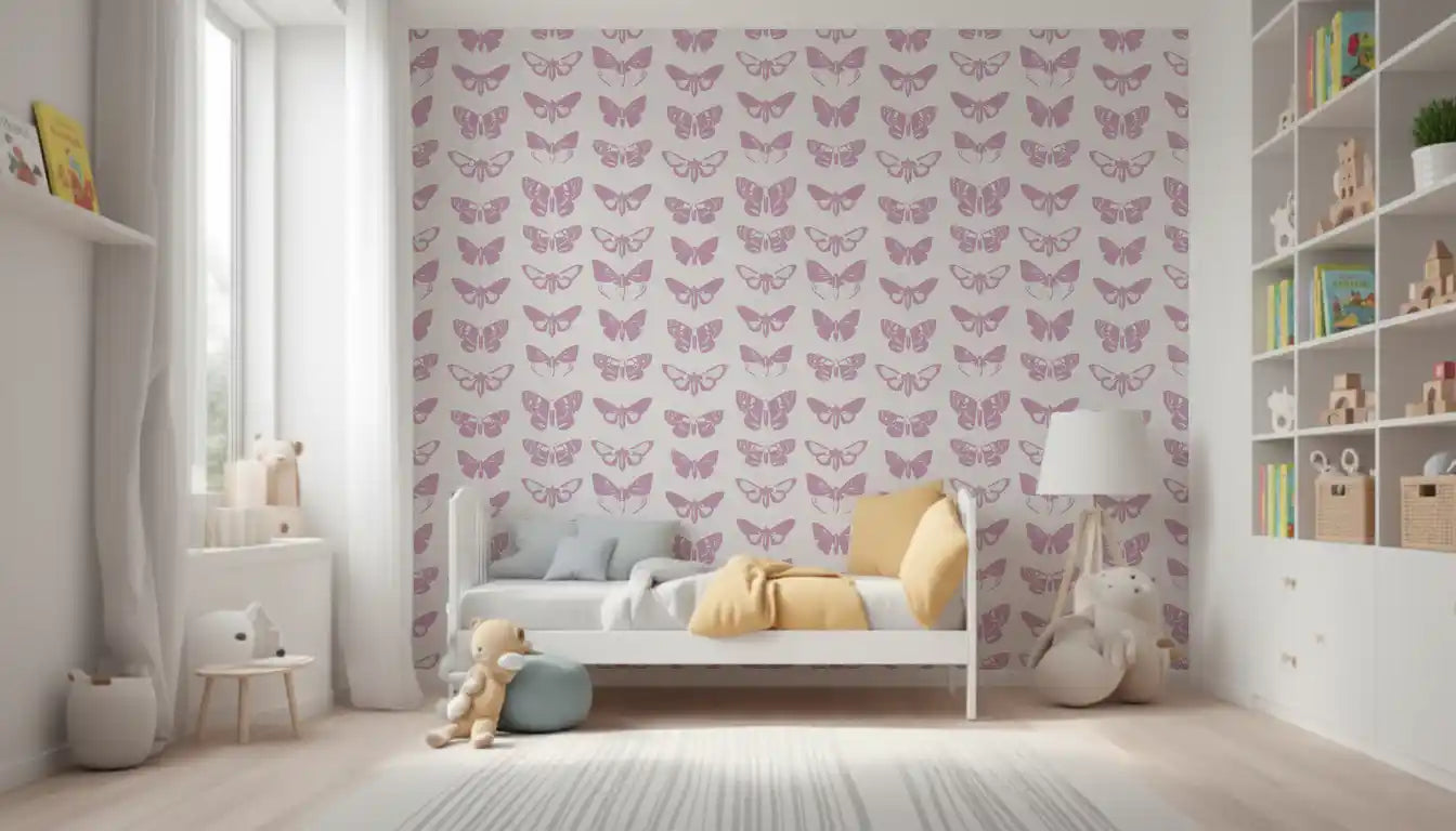 Soft Pink Moth Assemblage Wallpaper⁠