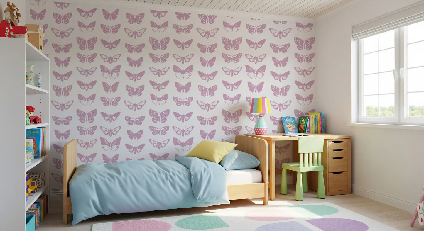 Soft Pink Moth Assemblage Wallpaper⁠