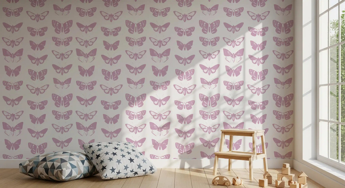 Soft Pink Moth Assemblage Wallpaper⁠