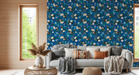 Deep Indigo Botanical Bloom Wallpaper⁠