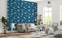 Deep Indigo Botanical Bloom Wallpaper⁠