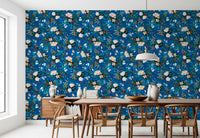 Deep Indigo Botanical Bloom Wallpaper⁠