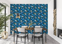 Deep Indigo Botanical Bloom Wallpaper⁠
