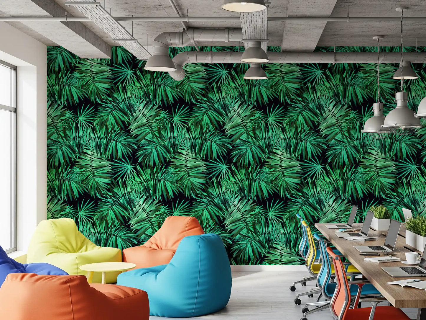 Verdant Tropical Palm Canopy Wallpaper⁠