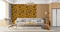 Golden Sunflower Botanical Illustration Wallpaper⁠