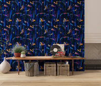 Midnight Blue Painted Harmony Wallpaper⁠