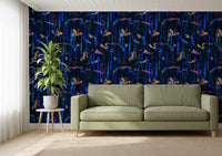 Midnight Blue Painted Harmony Wallpaper⁠