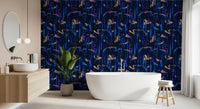 Midnight Blue Painted Harmony Wallpaper⁠