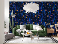 Midnight Blue Painted Harmony Wallpaper⁠