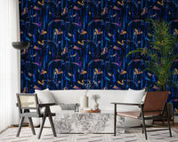 Midnight Blue Painted Harmony Wallpaper⁠