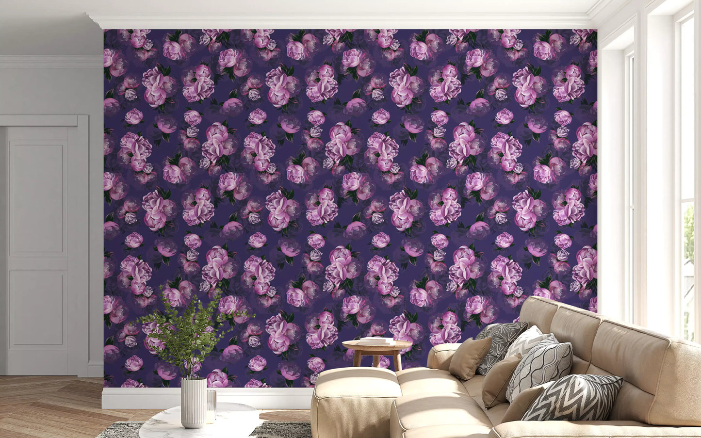 Velvet Peony Bloom Floral Art Wallpaper⁠