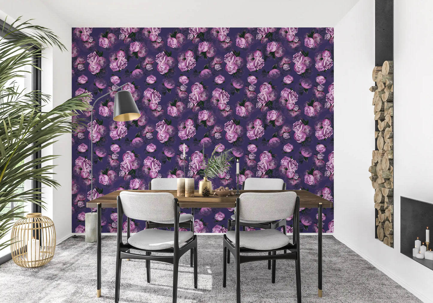 Velvet Peony Bloom Floral Art Wallpaper⁠