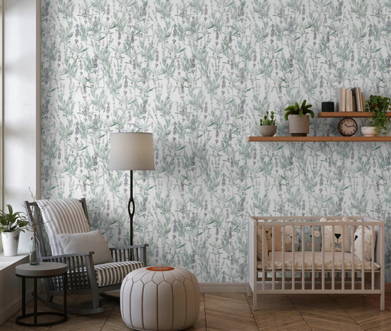 Serene Lavender Sprigs Botanical Wallpaper⁠