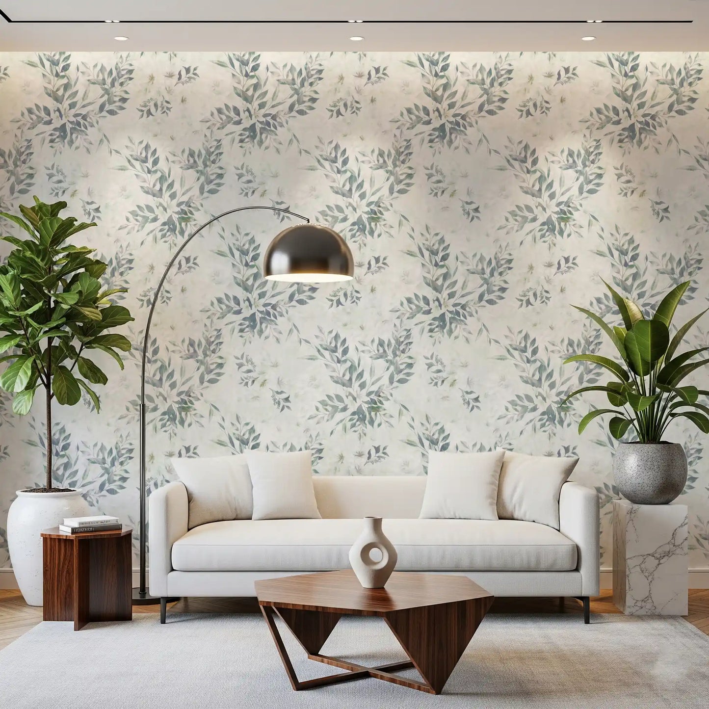 Muted Sage Botanical Sprigs Wallpaper⁠