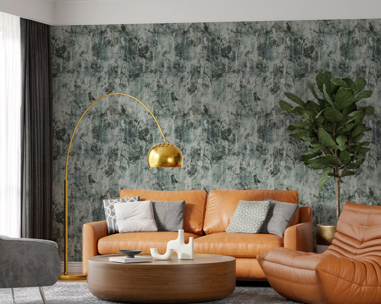 Industrial Sage Concrete Texture Wallpaper⁠