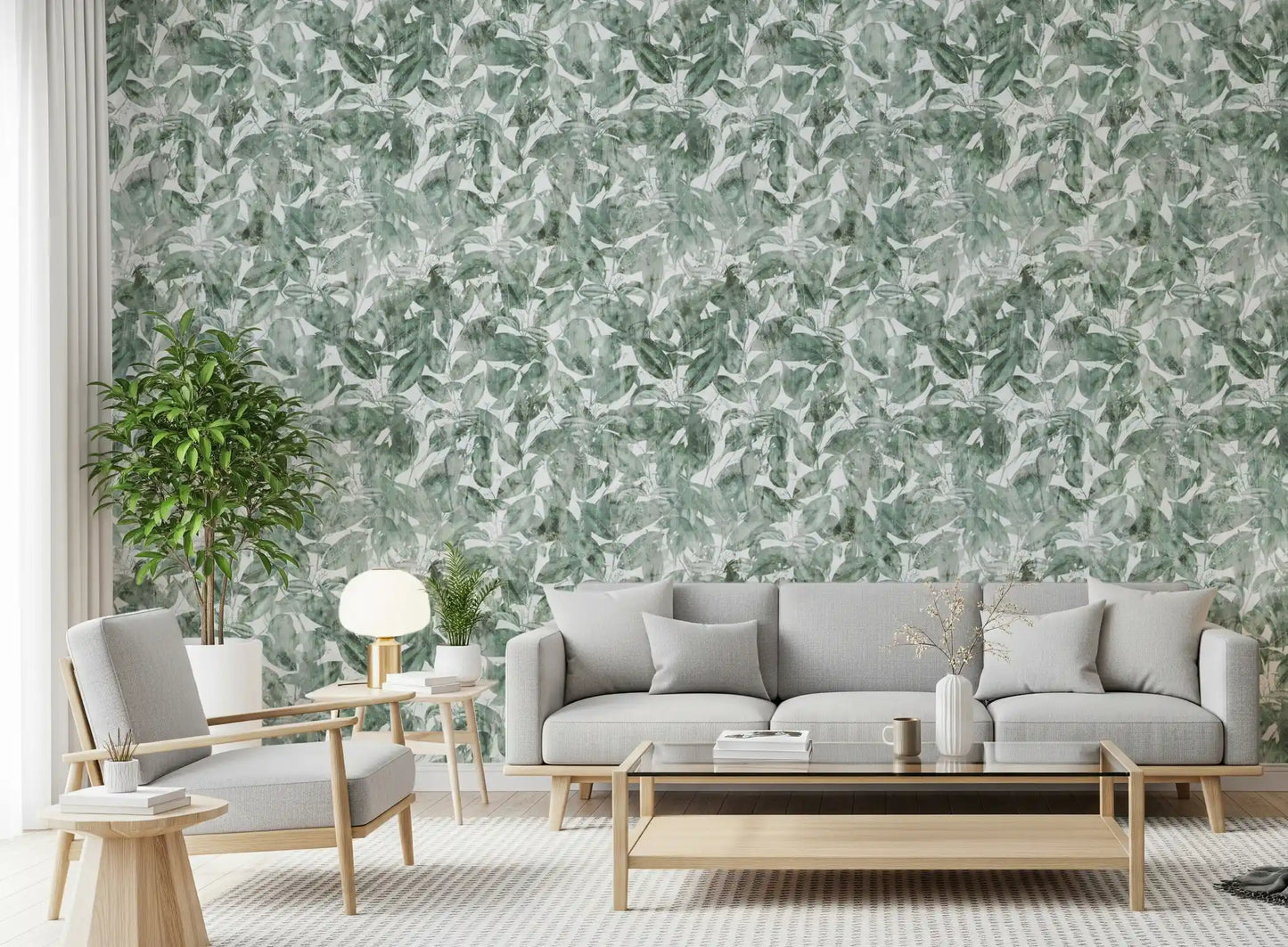 Misty Forest Leaf Canopy Wallpaper⁠