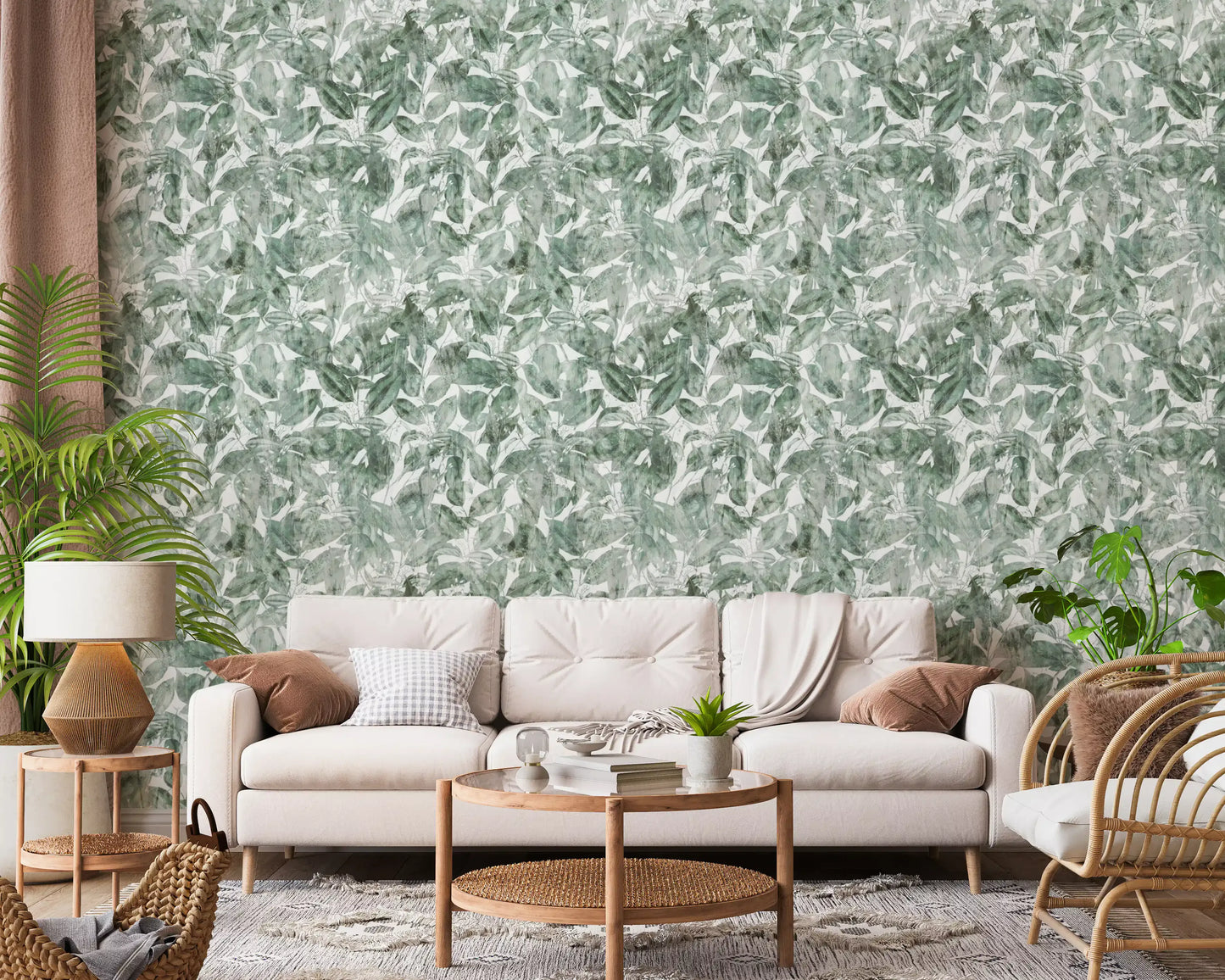 Misty Forest Leaf Canopy Wallpaper⁠