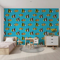 Tropical Fish Playful Ocean Pattern Wallpaper⁠