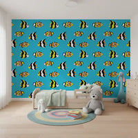 Tropical Fish Playful Ocean Pattern Wallpaper⁠