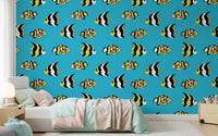 Tropical Fish Playful Ocean Pattern Wallpaper⁠