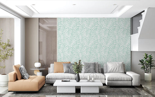 Soft Mint Tropical Fern Leaves Wallpaper⁠