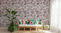 Vintage Lilac Floral Sketch Wallpaper⁠