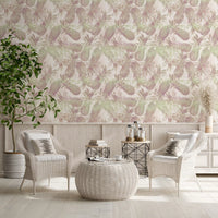 Dusty pink pineapples on room wallpaper, tropical fruit motif GD12348