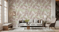 Rounded fruit and leafy tops repeat over pale tropical wallpaper GD12348